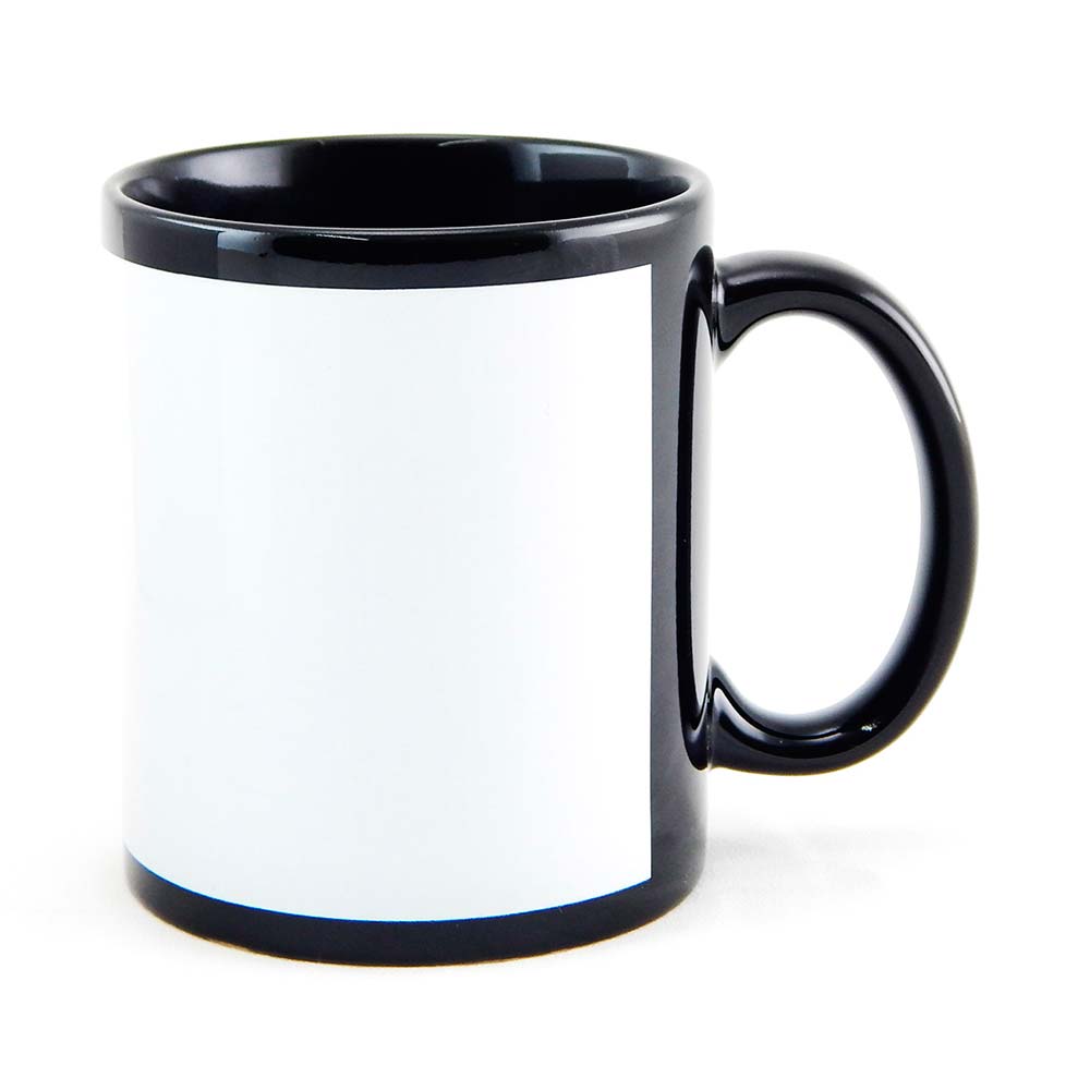   Caneca de Cerâmica para Sublimação Preta com Faixa Branca