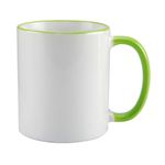 Caneca para Sublimação de Cerâmica Branca com Alça e Borda Verde Clara