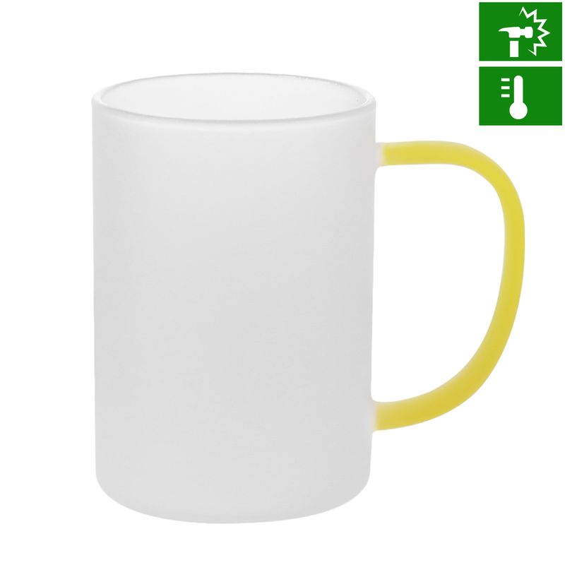 Caneca-de-Vidro-Borossilicato-Jateado-com-Alca-Amarela---300ml