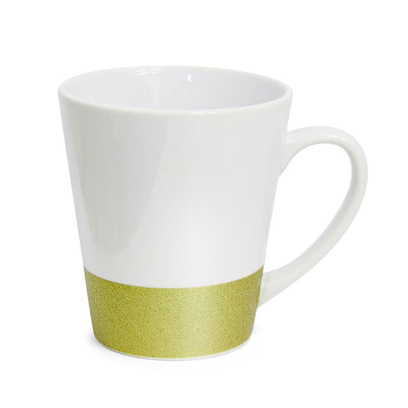 Caneca-para-Sublimacao-Conica-de-Ceramica-Base-Glitter-Ouro-Importada