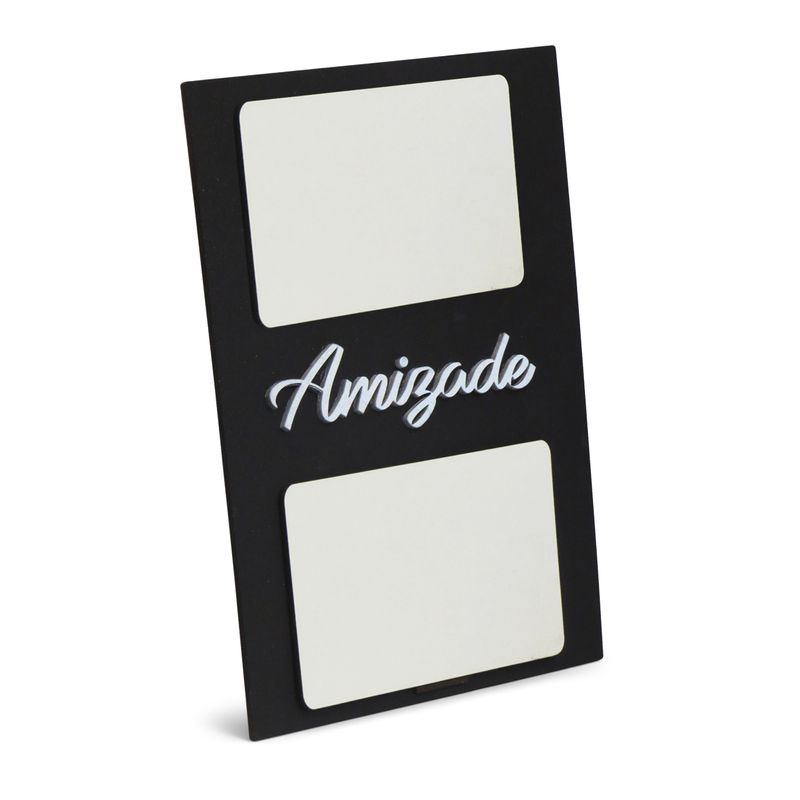 Porta-retrato-preto-de-mdf-texturizado-duplo-amizade