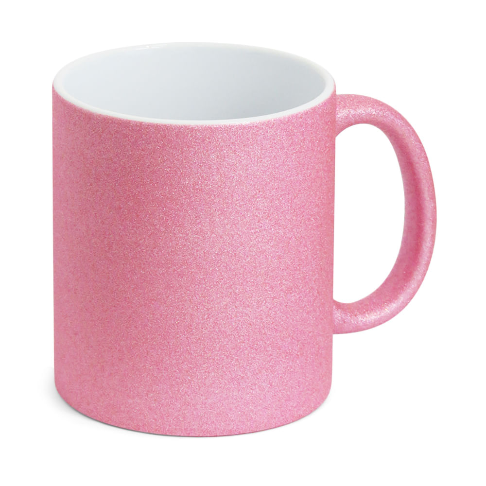 Caneca para Sublimação de Cerâmica Glitter Rosa