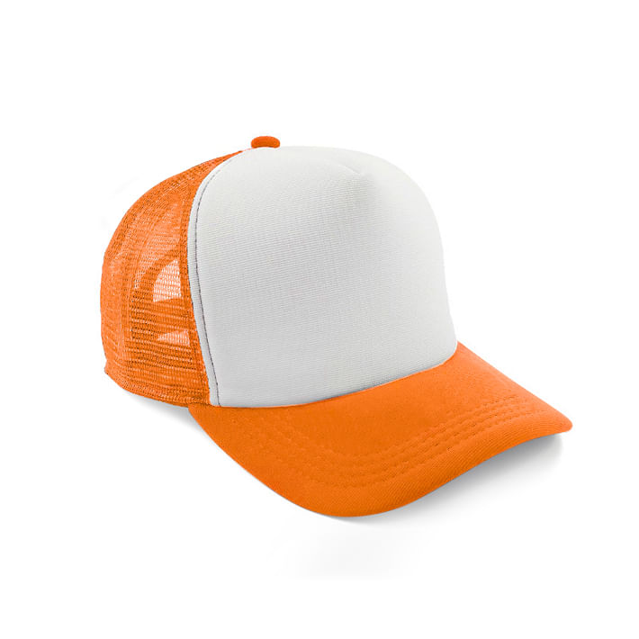 Bone-de-Tela-com-a-Frente-Branca-para-Sublimacao-Laranja