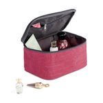 Necessaire-de-Poliester-com-Abertura-de-Ziper-na-Cor-Rosa-20x14x11cm