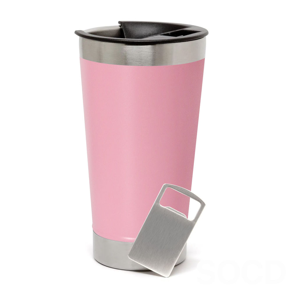 Copo Térmico para DTF-UV de Aço Inox Rosa Bebê Fosco com Tampa e ...