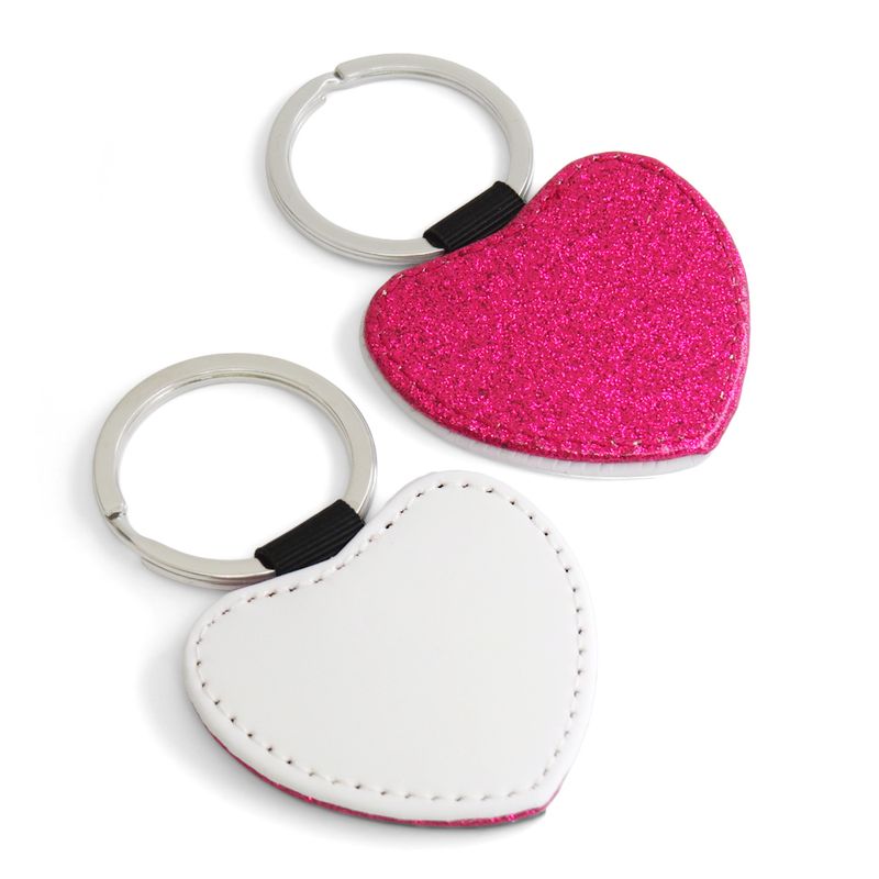 Chaveiro Em Courino Para Sublimação Coração Com Glitter