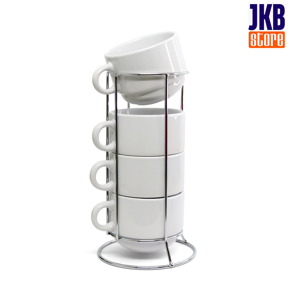 Kit 4 Xicaras de 200ml e Suporte de Metal JKB