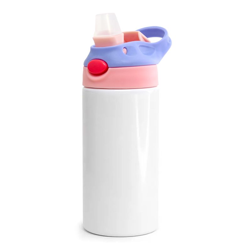 Squeeze-de-Inox-Branco-Infantil-para-Sublimacao-com-Bico-Automatico-Tampa-Rosa-e-Lilas-400ml-2