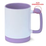 Caneca-para-Sublimacao-de-Ceramica-Branca-com-Alca-Soft-e-Base-em-Silicone-com-Interior-Lilas
