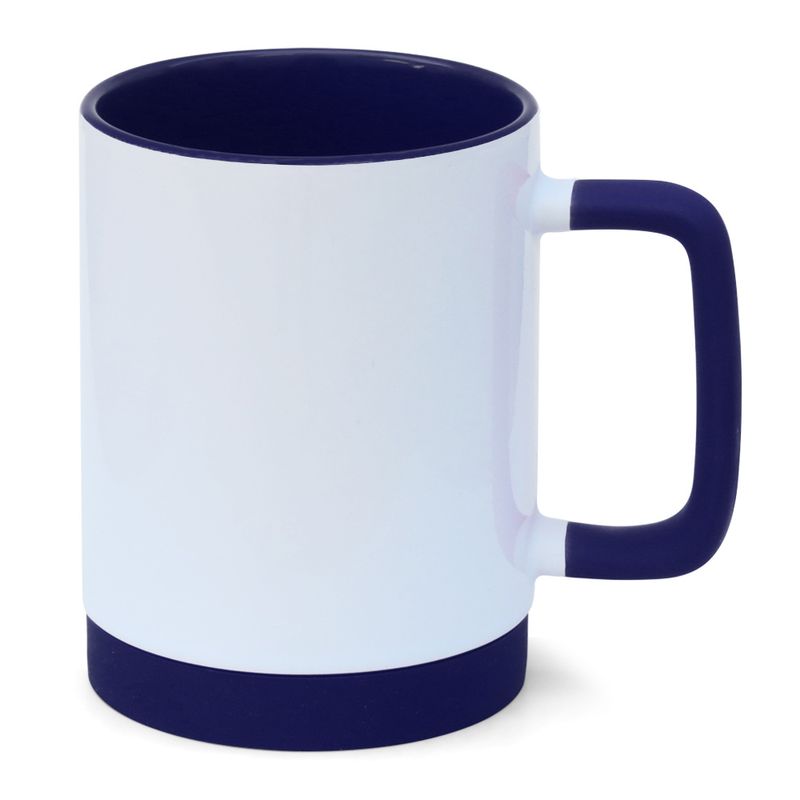 Caneca-para-Sublimacao-de-Ceramica-Branca-com-Alca-Soft-e-Base-em-Silicone-com-Interior-Azul-Escuro