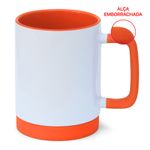Caneca-para-Sublimacao-de-Ceramica-Branca-com-Alca-Soft-e-Base-em-Silicone-com-Interior-Laranja