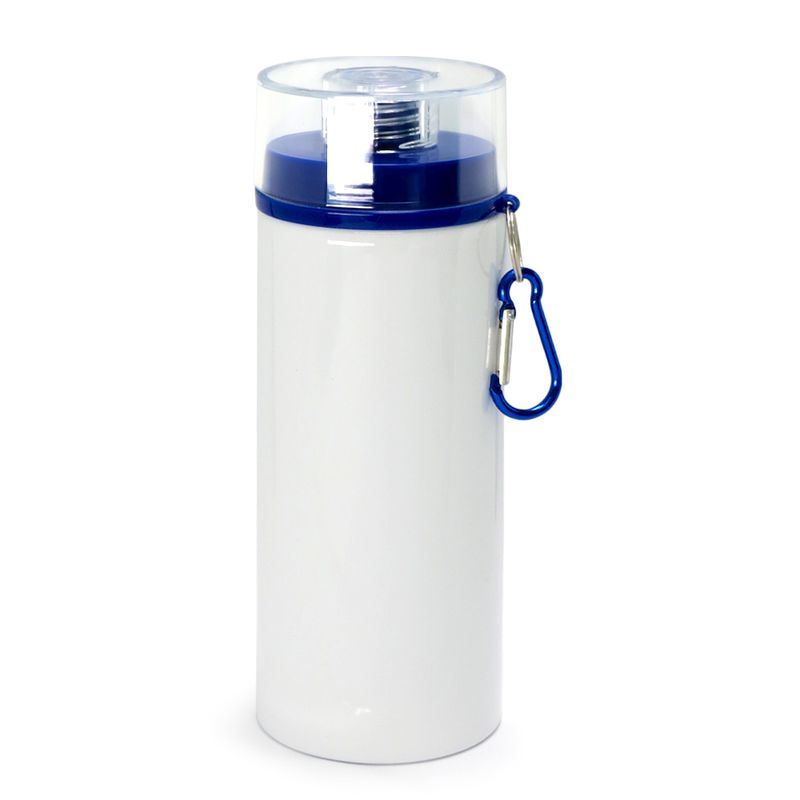 Squeeze-de-Aluminio-Branco-para-Sublimacao-com-Tampa-Acriilica-Cristal-de-Rosca-Mosquetao-Vermelha-600ml