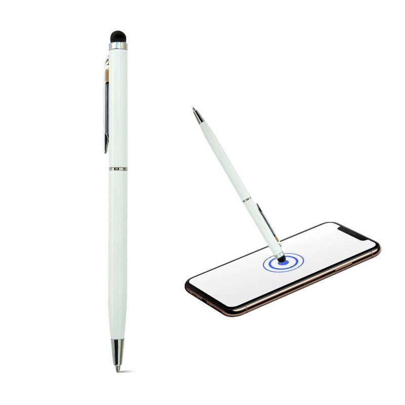 Caneta-Esferografica-em-Aluminio-com-Ponteira-Touch-Branca