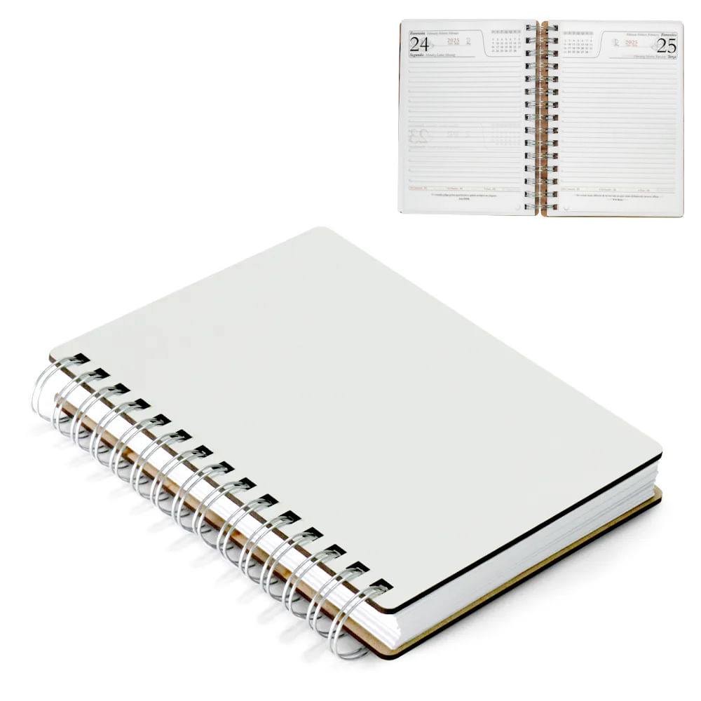  Agenda Diária Permanente com Capa de MDF Brilho  (14,5 x 20cm / 380 folhas )