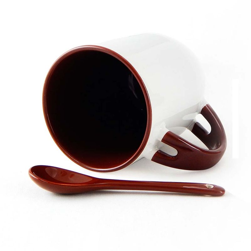 Caneca-para-Sublimacao-de-Ceramica-Branca-com-Alca-Interior-e-Colher---Marrom-1