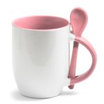 Caneca-para-Sublimacao-de-Ceramica-Branca-com-Alca-Interior-e-Colher---Rosa