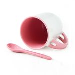 Caneca-para-Sublimacao-de-Ceramica-Branca-com-Alca-Interior-e-Colher---Rosa-1